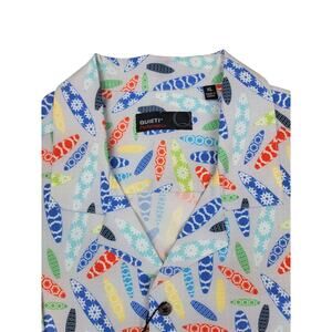 NWT Quieti Men's Performance Surfboard‎ Pattern Gray Button-Down Shirt - Size L